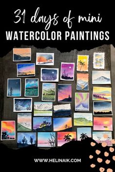 31 days of mini watercolor paintings Watercolour Painting Challenge, Daily Watercolor Challenge, Mini Watercolor Ideas, Mini Watercolor Paintings Simple, Watercolor Challenge For Beginners, Watercolour Mini Paintings, Tiny Watercolor Paintings Simple, Watercolor Small Paintings, Mini Watercolor Painting