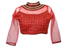 Red Net Mirror Embroidered Readymade Saree Blouse Crop Top Party Wear, Readymade Saree, Saree Blouses, Indian Blouse, Blouse For Women, Saree Blouse, Party Wear, Blouses For Women, Crop Top