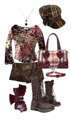 #burberry #outfitcollage #outfitinspo #redpinkbrown #plaid #nana Outfit Collage, Heart Bag, Dream Clothes, Pink Brown, Fitness Inspo, Burberry, Plaid, Outfit Inspo, Red