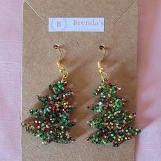 Christmas Tree Earrings Made By Me. Non Smoking Home Pipe Cleaner Christmas Earrings, Multicolor Christmas Earrings, Holiday Multicolor Earrings As A Gift, Multicolor Earrings For Christmas Gift, Holiday Multicolor Earrings As Gift, Green Holiday Earrings For Festive Occasions, Multicolor Holiday Dangle Earrings, Holiday Multicolor Earrings Perfect For Gifts, Multicolor Earrings For Holiday Gifts