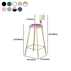 an image of a stool with measurements for the seat and backrests on it