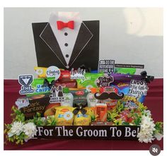 the groom gift basket is ready to be delivered