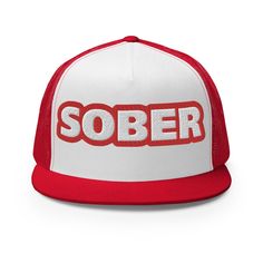 Clarity Classic Trucker Cap: Bold Sobriety Statement - Sobervation Profile Design, Sleek Look, Staple Pieces, Trucker Cap, The Journey, Trucker Hat, Daily Wear, Red And White, Perfect Fit