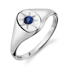 SAPPHIRE NORTH STAR SIGNET RING | September Birthstone, Starling Jewelry Celestial Star-shaped Signet Ring, Celestial Star-shaped Signet Promise Ring, Celestial Star Shaped Signet Promise Ring, Star-shaped Signet Ring For Promise - Fine Jewelry, Star Shaped Fine Jewelry Signet Ring For Promise, Star-shaped Ring With Polished Finish, Star Shaped Signet Ring With Polished Finish, Star-shaped Ring With Polished Finish In Fine Jewelry, Star Shaped Rings With Polished Finish