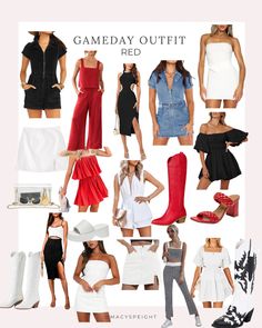 Georgia Game Outfits, Red And White Gameday Outfit, Red Tailgate Outfit, Game Day Outfits Red And Black, Red And White Game Day Outfit, Uga Gameday Outfit Fall, Red And Black Game Day Outfit, Red And Black Gameday Outfit, Red Outfit Gameday