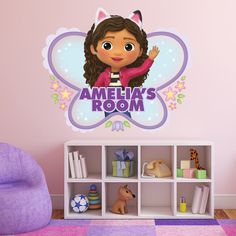 a child's room with a wall sticker that says, amelis room