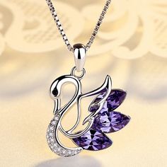 Brand New Fashion 925 Sterling Silver Swan Necklace. 925 Silver And Amethyst( Purple Quartz) Stones. Swan Height 0.9”, Wide 0.6”, Chain Length 16” Plus 2” Extended Chain. Package Comes With Jewelry Pouch. Bundle More Items And Save More Silver Crystal Jewelry For Mother's Day, Purple Sterling Silver Jewelry Gift For Her, Purple Sterling Silver Jewelry As Gift For Her, Fine Jewelry Sterling Silver Purple Necklace, Sterling Silver Fine Jewelry Purple Necklace, Purple Sterling Silver Necklace Fine Jewelry, Purple Sterling Silver Fine Jewelry Necklace, Purple Sterling Silver Jewelry For Mother's Day, Purple Sterling Silver Necklace For Mother's Day