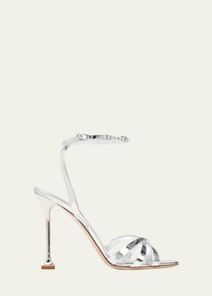 Miu Miu Metallic Caged Ankle-Strap Sandals - Bergdorf Goodman Bergdorf Goodman, Ankle Strap Sandals, Top Designers, Strap Sandals, Miu Miu, Ankle Strap, Tops Designs, Luxury Fashion, Sandals