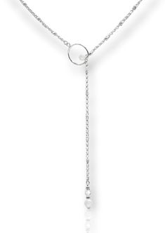 The MILA lariat necklace is perfect for your wedding day or just every day. Due to the lariat design, it can be worn in the front or back. This modern necklace has a circle pendant with a 6mm pearl on the inside. At the other end, there is an Austrian crystal and pearl that pulls through. Available in a bright silver or trendy gold, this necklace measures to approximately 24 inches in length. Pearl Pendant Lariat Necklace, Adjustable Lariat Necklace With Pearl Pendant, Pearl Chain Lariat Necklace, White Gold Lariat Necklace For Wedding, Wedding White Gold Lariat Necklace, Adjustable Delicate Chain Lariat Necklace, Silver Round Lariat Necklace In Dainty Style, Silver Dainty Lariat Necklace, Adjustable Dangle Lariat Necklace With Pearl Pendant