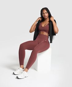 Gymshark Everyday Seamless Leggings - Burgundy Brown | Gymshark Compression Seamless Sports Tights, Seamless Sportswear Tights For Sports, Sporty Seamless Tights For Sports, Sportswear Seamless Tights For Sports, Sportswear Tights With Seamless Construction For Sports, Sporty Seamless Sports Tights, Sportswear Seamless Sports Tights, Seamless Gym Bottoms, Athleisure Sports Tights In Seamless Fabric