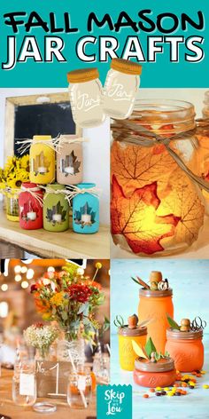 fall mason jar crafts with text overlay