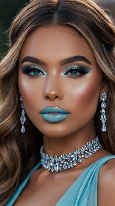 Light Blue Prom Makeup, Blue Prom Makeup, Get Ready For Prom, Prom Makeup Ideas, Light Blue Prom, Hot Blue, Carnival Costume, Creative Eye Makeup, Steal The Spotlight