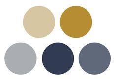 four different shades of gray, yellow and brown on a white background with the words color theory