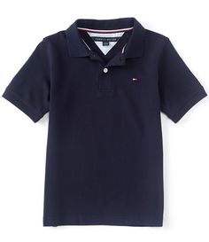 From Tommy Hilfiger&#x2C; this shirt features:point collarshort sleevespartial button placketsmall logo patch at the left chestsquare hempullover construction Cotton/Spandexmachine washImported. Navy Short Sleeve Polo Shirt For Spring, Navy Collared T-shirt For Summer, Preppy Short Sleeve Polo Shirt For Summer, Preppy Short Sleeve Summer Polo Shirt, Classic Tommy Hilfiger T-shirt For Summer, Classic Tommy Hilfiger Summer T-shirt, Navy Preppy Top For Summer, Tommy Hilfiger Short Sleeve Shirt For Spring, Tommy Hilfiger Navy Short Sleeve Top