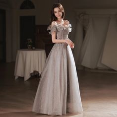 Olivia Mark - Evening Dress for Bridesmaids, Hostesses, and Performers Grey Evening Dresses, A Line Evening Dress, Dresses 2022, Dress Off Shoulder, A Line Prom Dresses, فستان سهرة, Women's Evening Dresses, Women Formals, Evening Dresses Elegant