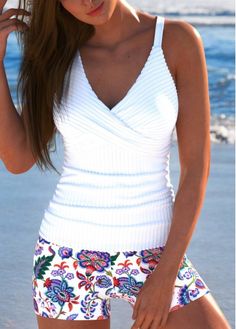 Color:White;Size:S;Size:M;Size:L;Size:XL;Size:XXL;Bra Style:Padded;Support:Wire Free;Pad Style:Removable;Strap Style:Adjustable;Package Contents:1 X Top , 1 X Shorts;Occasion:Sport; Swimsuit Tankini, White Tankini, Pink Tankini, Elegant Dresses Plus Size, Tankini With Shorts, Beach Bridesmaid Dresses, Skirt Swimsuit, Shirt Tunic Top, Printed Tankini