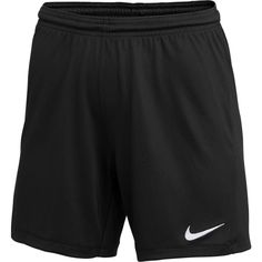 Nike WOMENS Park III Shorts The Nike Dri-FIT Park III Shorts have soft, sweat-wicking fabric to help keep you dry and comfortable. The stretchy waistband is lined with mesh for breathability. Dri-FIT technology helps you stay dry, comfortable and focused. Elastic waistband is lined with mesh for breathability and has a drawcord. 100% POLYESTER Black Nike Shorts, Nike Short, Soccer Shorts, Nike Soccer, Nike Boy, Athlete Workout, Womens Soccer, Active Wear Shorts, Nike Womens