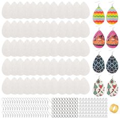 paper crafting supplies including earrings and stickers