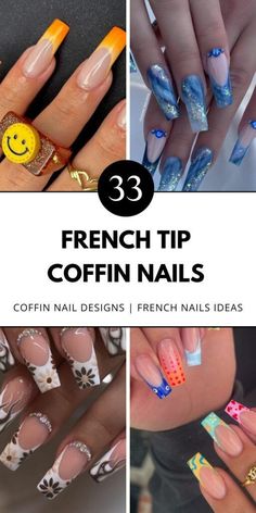 Embrace fall colors like dark red, burgundy, and orange in your French tip coffin nails. Add cute accents like glitter or light pink for a seasonal touch. Save this pin! Black French Tip Coffin Nails, Nails With Black French Tips, Black French Tip Coffin, French Tip Coffin Nails, French Tip Coffin, Ombre French Tips, Nails With Black, Black French Tip, Long Coffin Nails