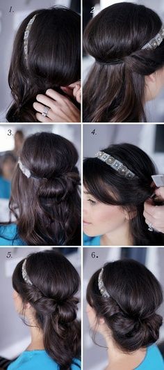 Adorable and simple up-do for summer. Pair it with a maxi dress for an instant boho look! Tutorial Chignon, Bike Commute, Wedding Hairstyle, Hair Updo, Hair Dos, Headband Hairstyles, Gorgeous Hair, Hair Day