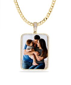 This Rectangle portrait pendant with stones is the perfect gift for that special someone. One subject can be taken from a photo and engraved in spectra color onto the finished piece making it a colored heirloom to treasure. Available in sterling silver and 14K over sterling silver. Measures: 50mm H x 40mm W. Get Yours Today! *The coating process we use on the photo pendant may slightly darken the photo. Gold Rectangular Necklace For Keepsakes, Gold Rectangular Keepsake Necklace, Personalized Yellow Gold Square Pendant Jewelry, Gold Rectangular Jewelry Keepsake, Gold Rectangular Keepsake Jewelry, Yellow Gold Rectangular Keepsake Jewelry, Rectangular Yellow Gold Keepsake Jewelry, Customizable Square Pendant Jewelry For Personalized Gift, Personalized Rectangular Pendant Jewelry