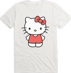 White Kawaii T-shirt With Cat Print, Kawaii Hello Kitty Short Sleeve T-shirt, Kawaii Hello Kitty Cotton T-shirt, Hello Kitty Graphic Crew Neck Tee, Hello Kitty Print Short Sleeve Graphic Tee, Hello Kitty Graphic Tee With Short Sleeves, Hello Kitty Graphic Crew Neck Top, Hello Kitty Graphic Tee With Crew Neck, Hello Kitty Print Graphic Tee T-shirt