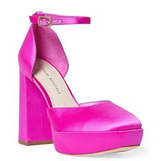 Sexy Fuchsia Satin Platform Pump With Almond Toe, Adjustable Ankle Strap And Leather Sole. Block Heel Measures 4.5 Inches. Platform Measures 1.5 Inches. Brand New. Never Worn. Loeffler Randall Shoes, Sugar Lips, Fuchsia Color, Loeffler Randall, 5 Inch Heels, Platform Pumps, Women's Pumps, Block Heels, Ankle Strap