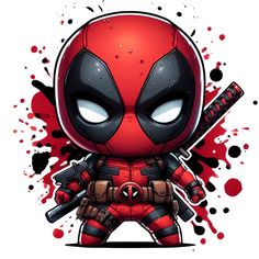 Deadpool Art Drawing, Deadpool Kawaii, Deadpool Cute, Cartoon Deadpool, Deadpool Illustration, Deadpool Sketch, Chibi Deadpool, Baby Deadpool, Deadpool Png