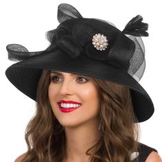 PRICES MAY VARY. This designer couture special occasion: Derby, Church, Wedding/Bridal Party, Tea Party. This elegant church hat boasts a beautiful satin wide brim hat with TWO-TONE Horse hair and rhinestone that makes it perfect for showing off at church. Year-round material, 100% Satin fabric. Wear this with any outfit! The perfect Church Sunday or Kentucky Derby selection! 100% Handmade. Brim Width: 3.9 inch, Crown Height: 3.35 inch, Crown Width: 6.5 inch. Made to be worn all year around. Eas Wedding Dress Satin, Kentucky Derby Wedding, Derby Wedding, Sunday Church, Women Church, Church Hat, Kentucky Wedding, Flower Hat, Kentucky Derby Hats