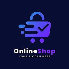 online shop logo design with shopping bag