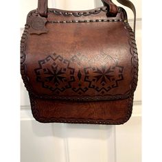 Baha Deri Handmade Tooled Leather Crossbody Bag - Nwot Never Been Used. May Have Some Minor Imperfections Due To The Handmade Nature Of The Item. Magnetic Closure. Adjustable Strap Thick, Structured Leather Tooled Designs And Leather Stitching. Dimensions (Approx.): 9" W X 10" H X 3" D Leather Stitching, Accessories Bags Purses, Tooled Leather, Women Accessories Bags, Leather Tooling, Magnetic Closure, Leather Crossbody Bag, Leather Crossbody, Handmade Natural