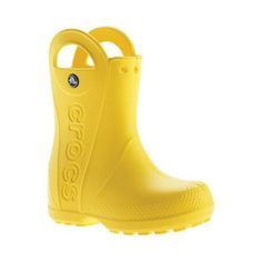 Now kids can enjoy classic Crocs comfort  even on the rainiest days. These Kids Rain Boots are available in bright colors with a waterproof build that keeps puddle-jumping feet cozy and dry. Plus, oversized handles make them easy for kids to put on and take off. Size: C13.  Color: Yellow.  Gender: female. Crocs Store, Boys Rain Boots, Classic Crocs, Crocs Boots, Kids Rain Boots, Girls Snow Boots, Yellow Boots, Warm Snow Boots, Kids Rain