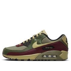 Nike Air Max 90 GORE-TEX 'Medium Olive' FD5810-200 Nike Green Hiking Sneakers, Casual Gore-tex Sneakers With Air Cushioning, Nike Gore-tex Sneakers For Sports, Functional Nike Gore-tex Sneakers, Nike Waterproof Gore-tex Sneakers, Nike Waterproof Sneakers For Outdoor, Nike Nylon Outdoor Sneakers, Sporty Sneakers With Air Max Cushioning And Gore-tex, Sporty Gore-tex Sneakers With Air Max Cushioning