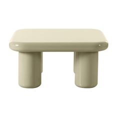 a white stool sitting on top of a white floor