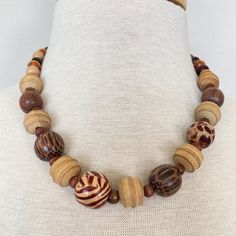 Vintage Wooden bead necklace  18 inches long  Round spring clasp  Please see pictures for size and details Wooden Beads Necklace, Wooden Bead Jewelry, Wooden Bead Necklace, Wooden Bead Necklaces, Happy Valley, Bead Necklaces, African Jewelry, Creative Jewelry, Bead Jewelry