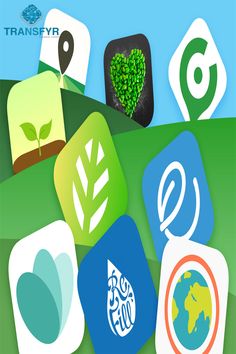 an image of many different app icons on a green field with blue sky in the background