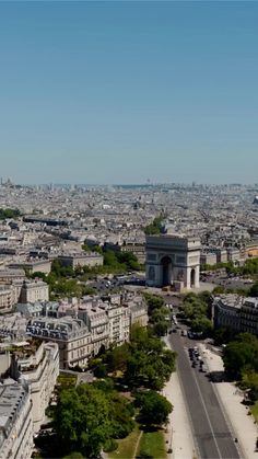 an aerial view of the eiffel tower and surrounding buildings in paris, france