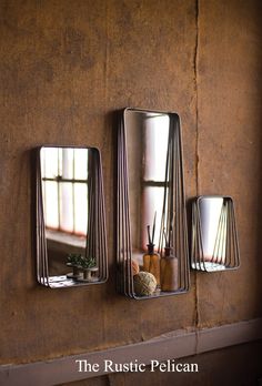 Mirror, Modern Home Decor, Mirror with Shelves, set of three Iron Ideas, Rustic Furniture Design, Loose Furniture, Framed Mirrors, Farmhouse Side Table, Library Furniture, Modern Shelf, Metal Frame Mirror, Decorative Ideas