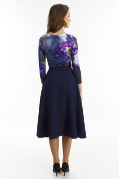 "Dark blue circle skirt. Midi circle skirt full length skirts in many colors. ➤ Features > Skirt length: 65cm / 25.6\", including belt 2.5cm (1''). > Circle skirt > Knee length > Zipper on the side > With lining ➤ Sizing My Size Guide in FAQ section below will help you define the perfect size match. The item can also be made according to your measurements - just message them to me. ➤ Delivery Your item is made-to-order and will be ready within 2-7 days. Average delivery times: &gt Blue Dresses With Flowy Flared Skirt, Blue Flared Dress With Flowy Skirt, Blue Flared Skirt Dress With Flowy Fit, Long Sleeve Flowy Dress With Gathered Skirt, Blue Flared Dress With Lined Skirt, Long Stretch Skirt With Floral Print, Stretch Midi Dress With Lined Skirt, Stretch Long Skirt With Floral Print, Blue Fitted Wrap Skirt For Party