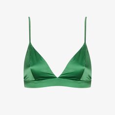 Silk Spagetti Strap Bralette With Triangle Cups In Color Amazon Summer Party Satin Bra, Green Triangle Top Bra For Summer, Green Triangle Top Bra, Spagetti Strap, Women's Intimates, Bralette, Silk, Green, Women Shopping