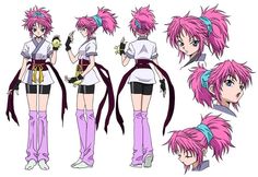 anime character poses with pink hair and purple boots