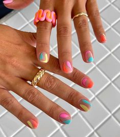 Neutral Natural Nail Designs, Trending Manicure 2023, Bright Tipped Nails, Something Easy To Make For Lunch, Bright Gel Nails Short, Pedicure Ideas Fair Skin, Neon Nail Inspo Short, Super Short Summer Nails, Bright Funky Summer Nails