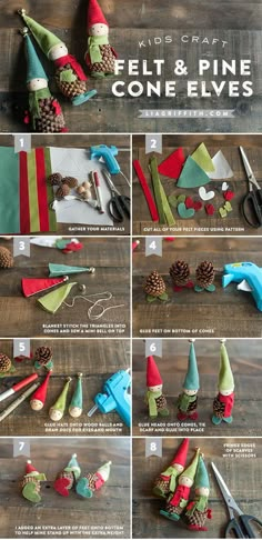 instructions to make felt and pine cone cones