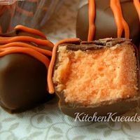 orange cream fudge candy with chocolate on the side