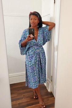 Our timeless Obaatan Kaftan embodies elegant comfort and divine femininity. Made from the most lustrous bamboo rayon, this luxurious fabric offers a modern yet feminine feel and is flattering on every figure. With its draped silhouette and fluid, feminine shape, it is the ultimate in comfort and style, in our eclectic butterfly inspired print, this is the throw on dress you'll wear again and again. Flowy Wrap Midi Dress For Beach, Viscose V-neck Kaftan For Beach, Beach Viscose V-neck Kaftan, Bohemian Viscose Midi Dress For Daywear, Bohemian Midi Dress With Tie Waist And V-neck, Bohemian Midi Dress With Kimono Sleeves For Summer, Bohemian Midi Wrap Dress For Vacation, Bohemian Midi Length Wrap Dress For Vacation, Bohemian Flowy Midi Wrap Dress