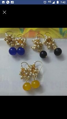 Diy Kundan Jewellery, Diy Rhinestone Earrings, Deco Nails, Thread Diy, Engagement Mehndi, Golden Earring, Jewelry Sets Handmade