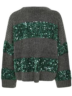 Group Sequin Pullover from Essentiel AntwerpComposition: 60% Acrylic, 30% Wool, 10% Alpaca (, 100% Polyethylene Terephtalate) Green Knit Sweater, Sequin Sweater, Pantalon Large, Yoga Wear, Fashion Labels, Jumpers And Cardigans, Knitwear Women, Stripe Sweater, Stripes Design