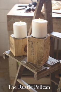 Candle holders-wood-candlestick-rustic-farmhouse-votive-candles Candle Holders Wooden, Rustic Wood Candle Holders, Farmhouse Candle Holders, Wooden Candle Stand, Wooden Candlesticks, Farmhouse Candle, Rustic Candle, Farmhouse Candles, Candle Stands