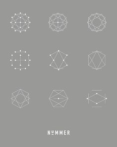 different geometric shapes and lines on a gray background with the words number written in white