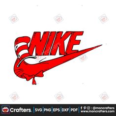 the nike logo is shown in red and white